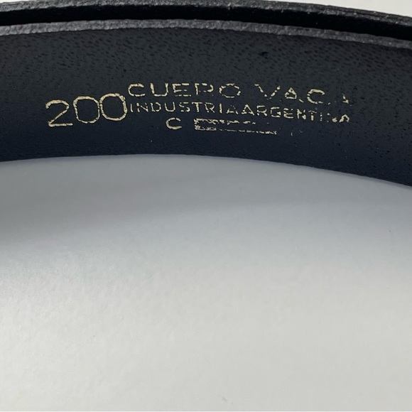 Vintage Cuero Vaca Industria Argentina Dark Brown Leather Belt w/Gold Hardware - Picture 5 of 12